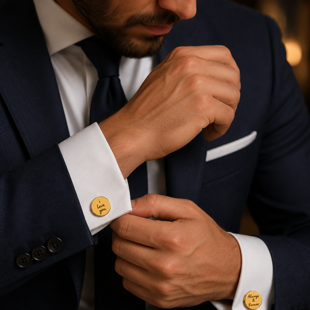 Personalized hand writing Round Cufflinks Gold canada