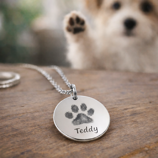 Custom engrave dog paw pendant necklace canada
