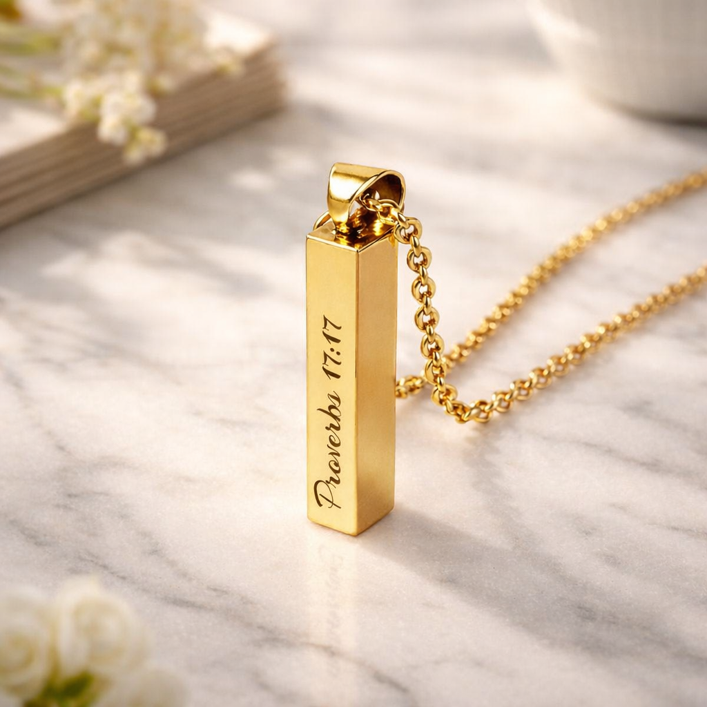 Custom Bible Scripture Bar Necklace