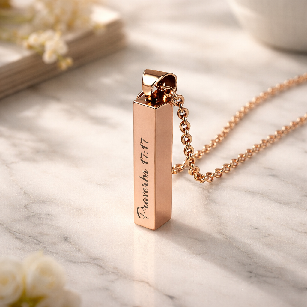 personalized Bible Scripture Bar Necklace