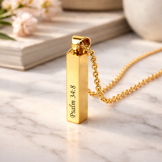 Custom Bible Scripture Bar Necklace