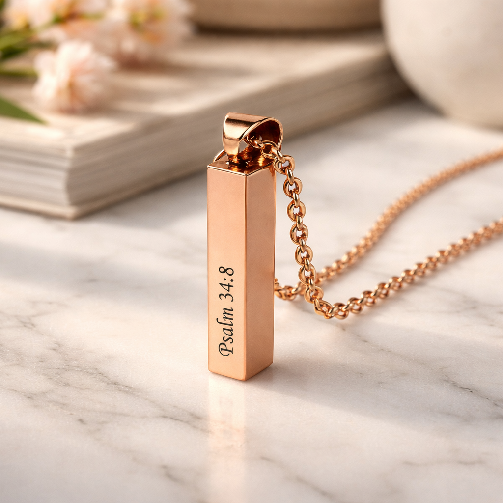 Custom Bible Scripture Bar Necklace