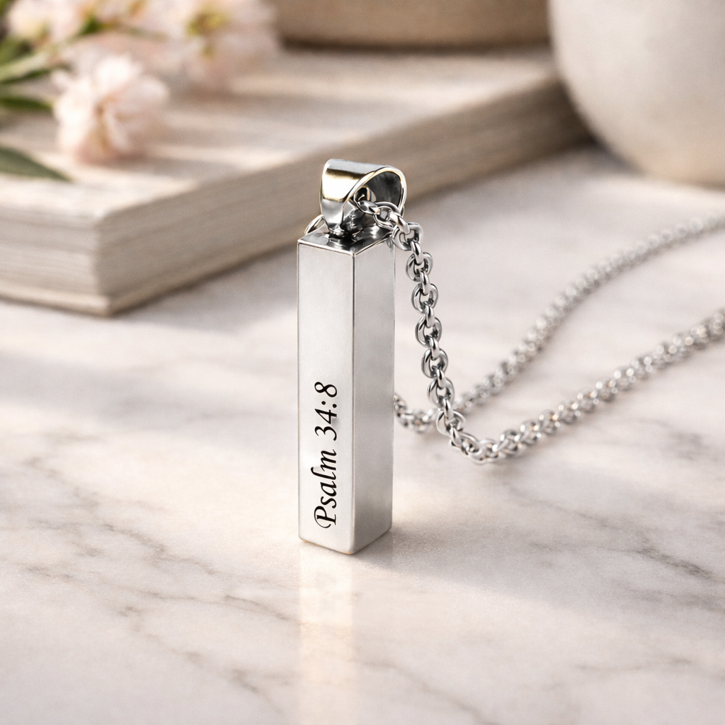 Custom Bible Scripture Bar Necklace