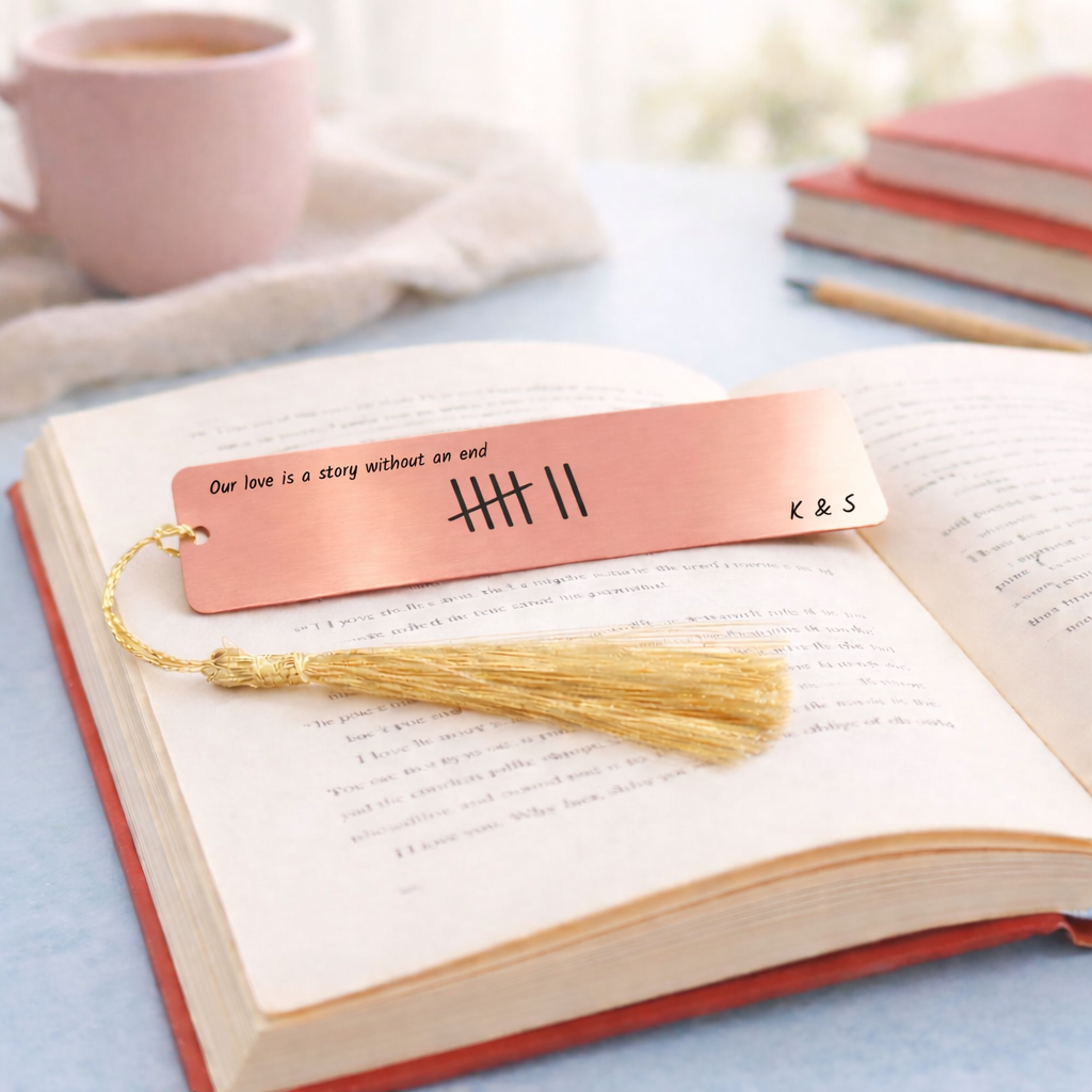 Customized Tally bookmark in Rose Gold Metal color