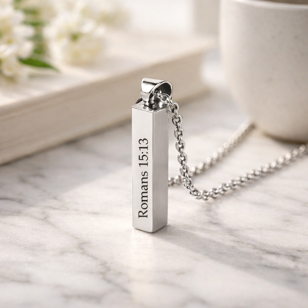 Custom engraved Bible Scripture Bar Necklace