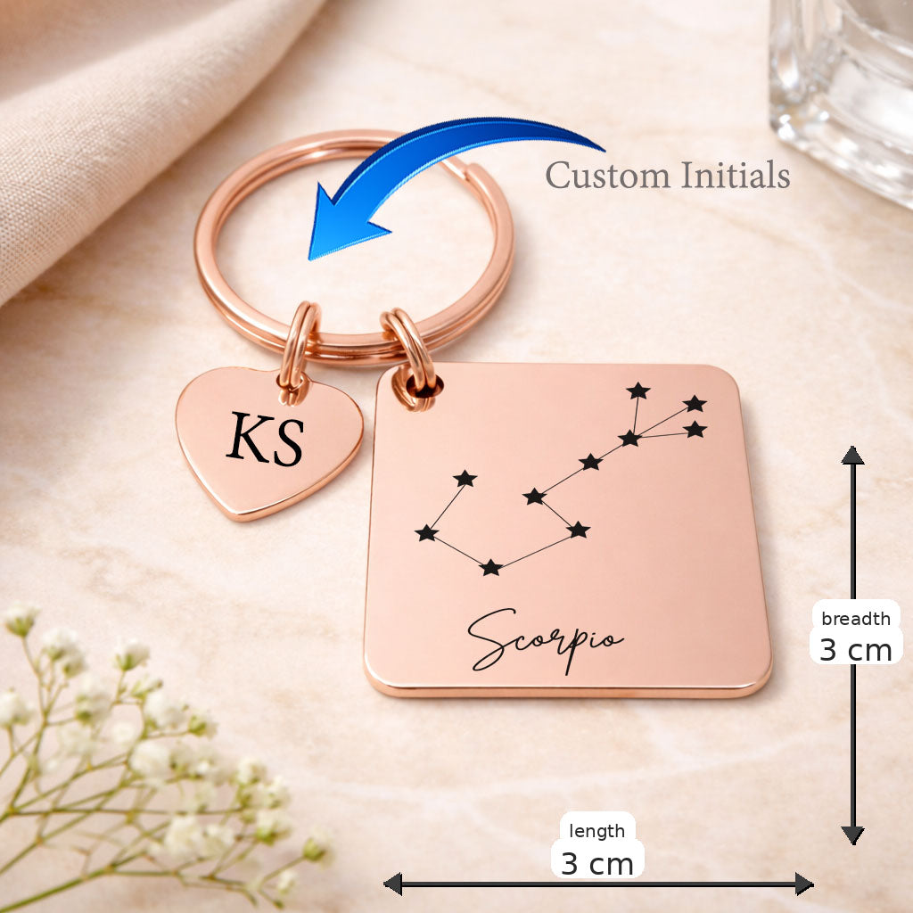 Scorpio zodiac sign Keychain in Rose Gold