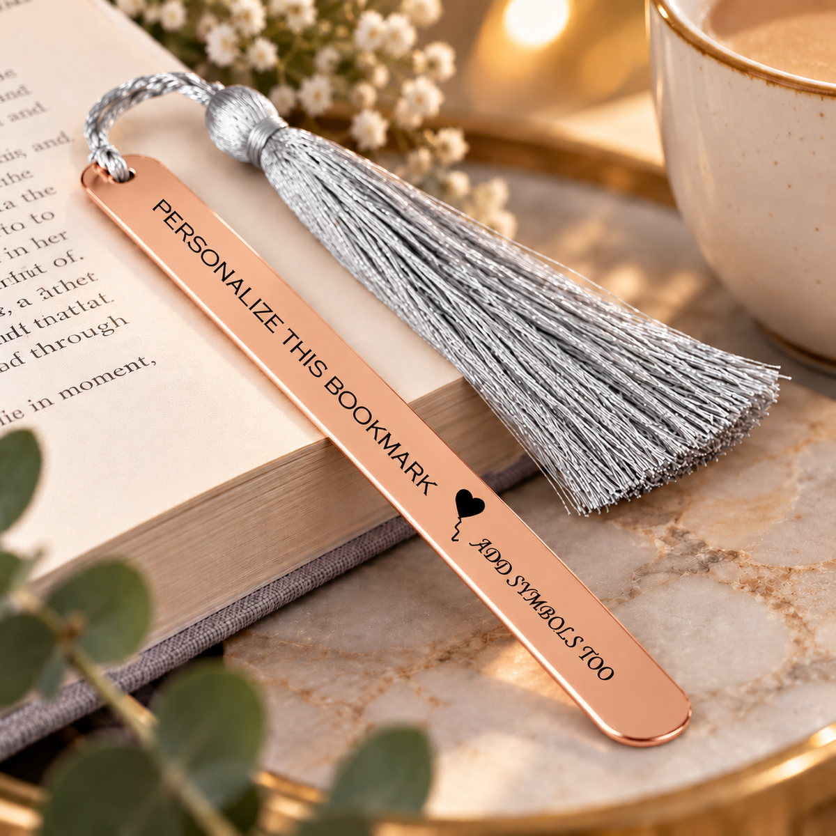 Slim Metal Bookmarks customized Rose gold color