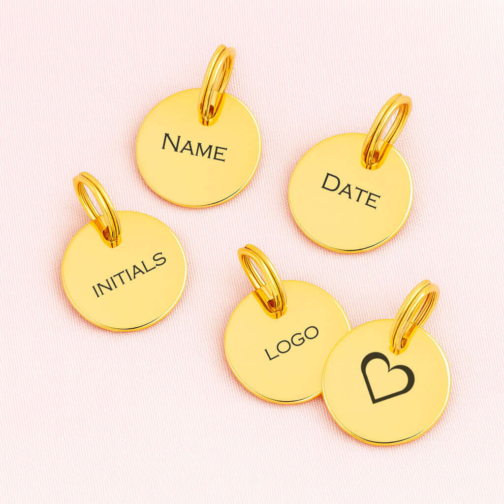 5 Pack Custom Engraved Small Round Charms for your Jewelry Bracelet Pendant Keychain or DIY projects