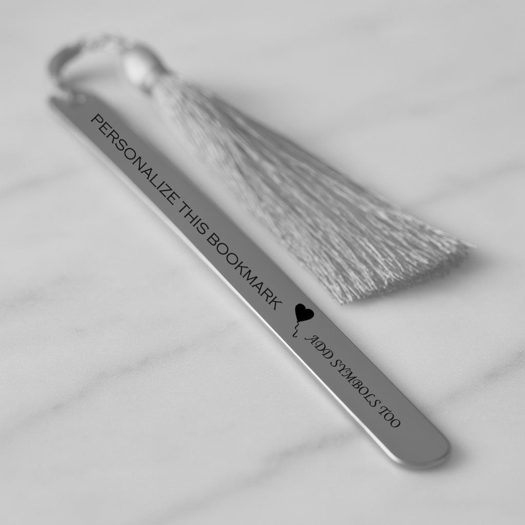 Personalize a Slim Metal Bookmark - Silver color