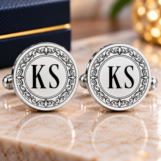 Monogram Initials engraved cufflink
