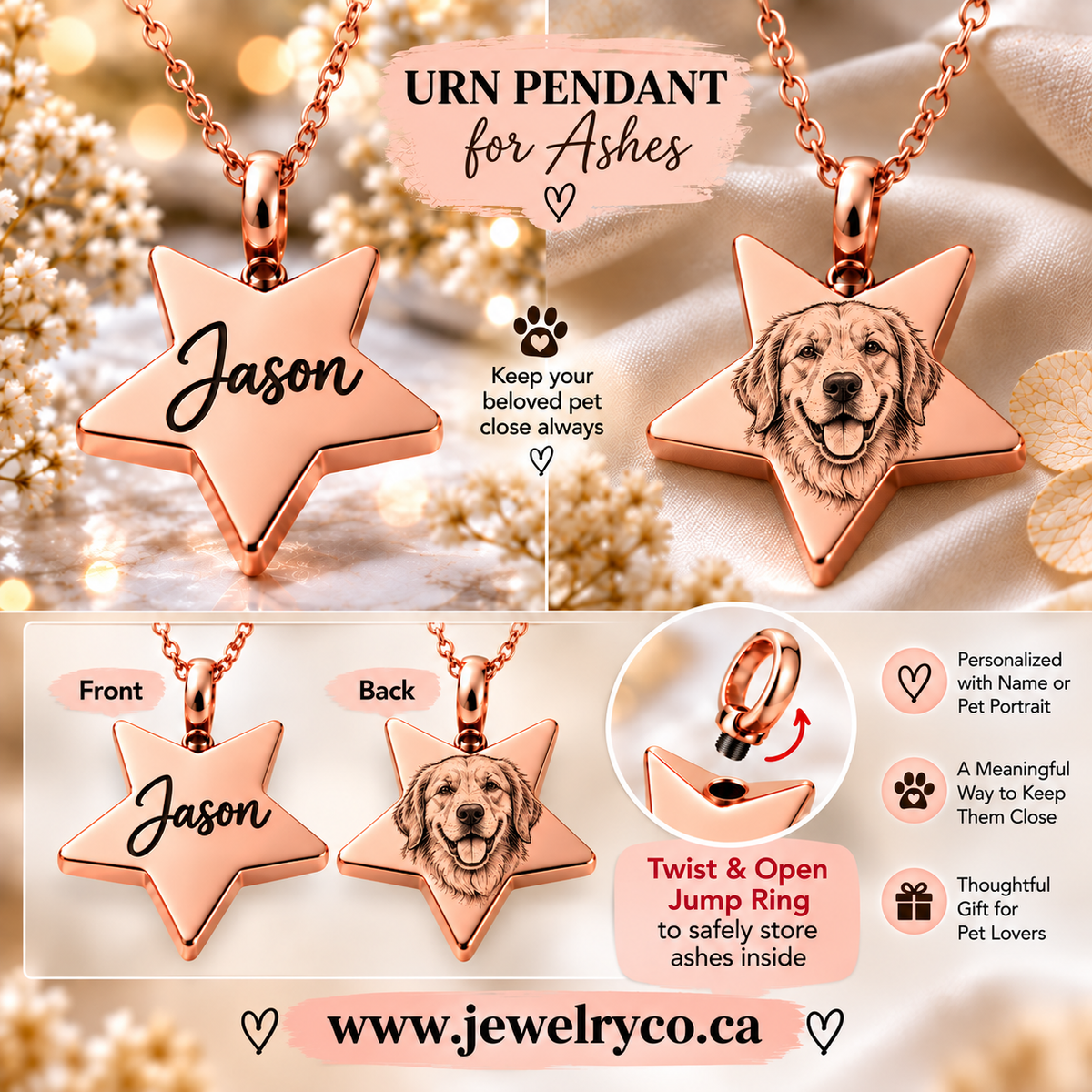 Star Urn pENDANT FOR pet ashes