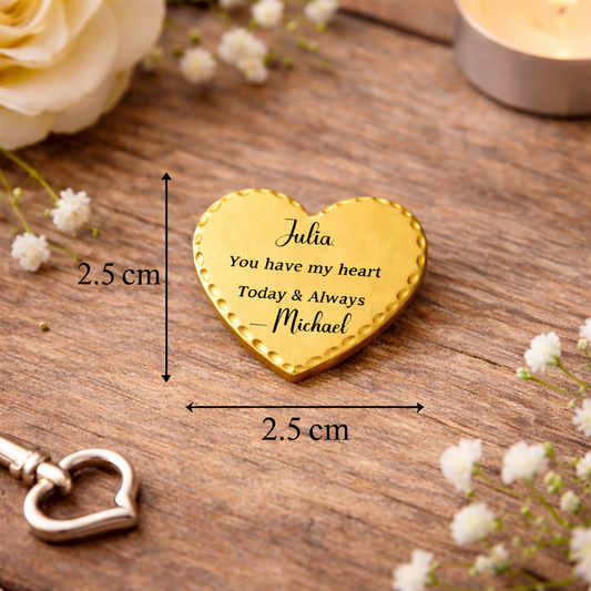 Gold Heart shape pocket token for Valentines