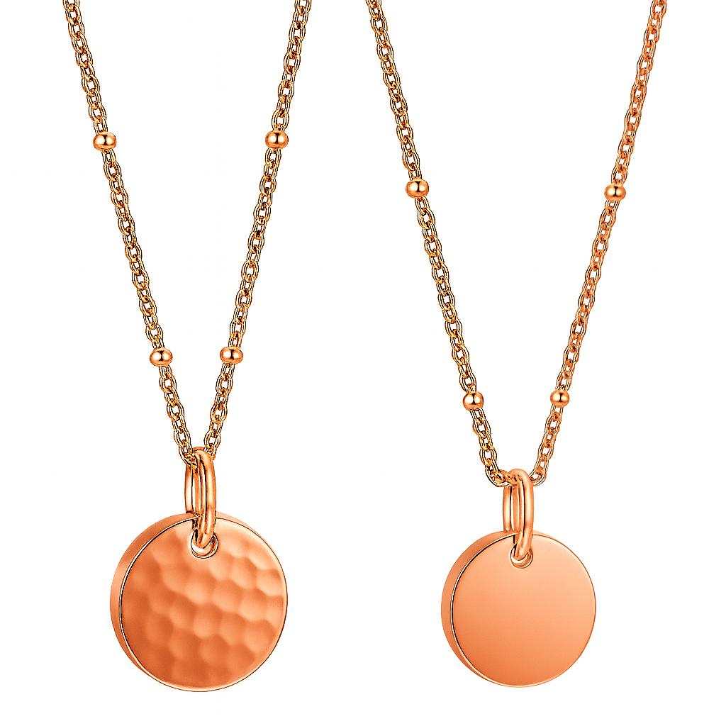 Customize Dainty Hammered Moon Phase Luna Pendant Necklace 1.4 cm Charms