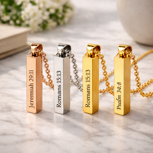 Custom Bible Scripture Bar Necklace