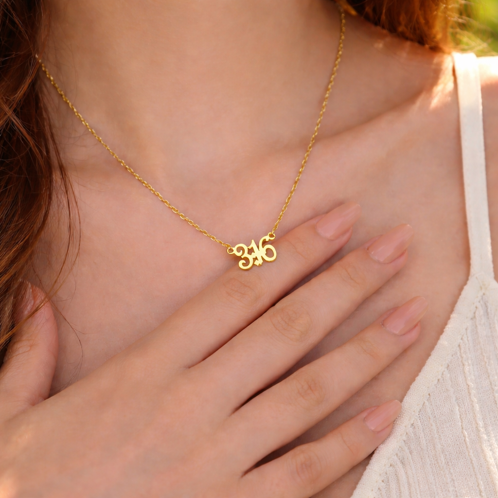 Personalized Scripture Number Pendant Gold color