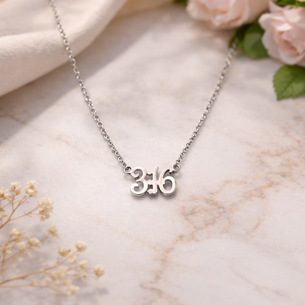 Personalized Scripture Number Pendant is a meaningful piece of Christian jewelry silver color