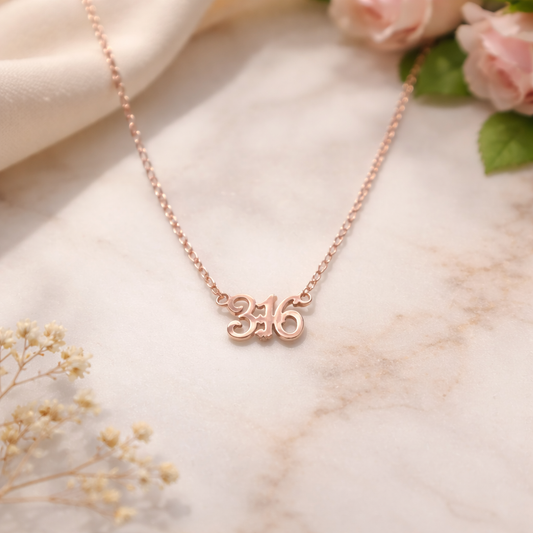 Personalized Scripture Number Pendant is a meaningful piece of Christian jewelry rose gold