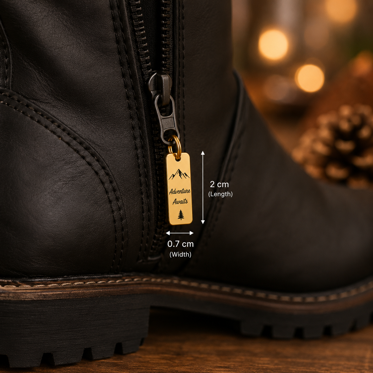 custom boot zipper charm Custom Engraved Small Rectangle