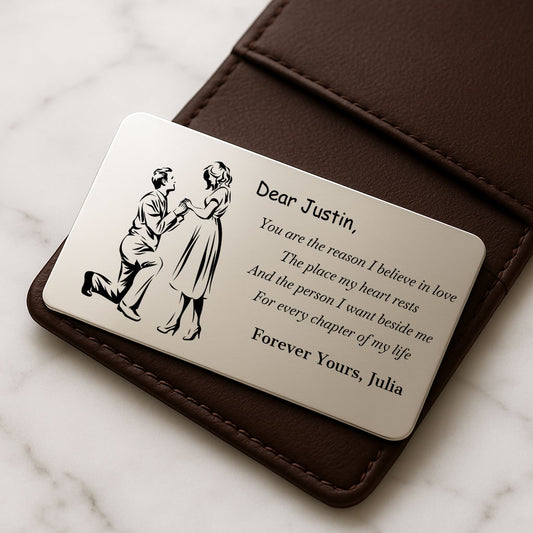 Valentines Day meaningful messages on Wallet Insert personalized with NAMES