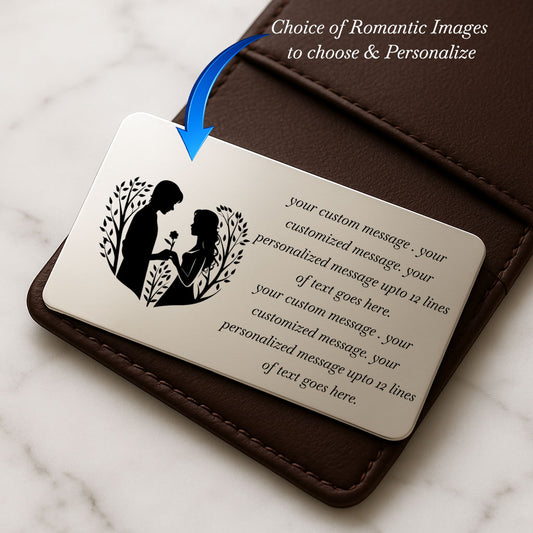Fully Personalize a Valentines Day Wallet Insert with Own Message & Choice of Romantic Image