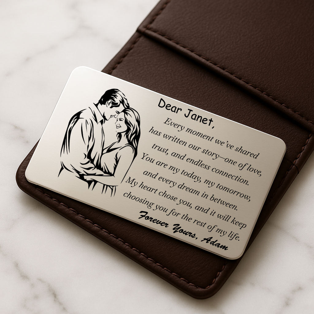 Romantic Valentines Day meaningful messages on Wallet Insert personalized with NAMES