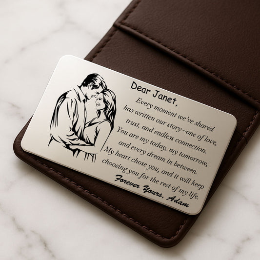 Romantic Valentines Day meaningful messages on Wallet Insert personalized with NAMES