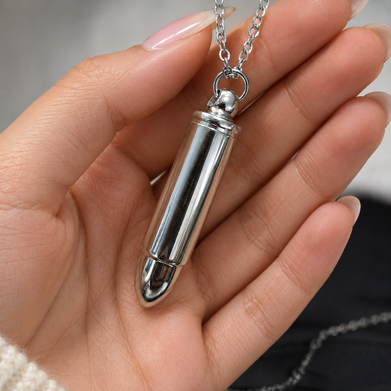 cremation urn necklace for pet ashes bullet shape