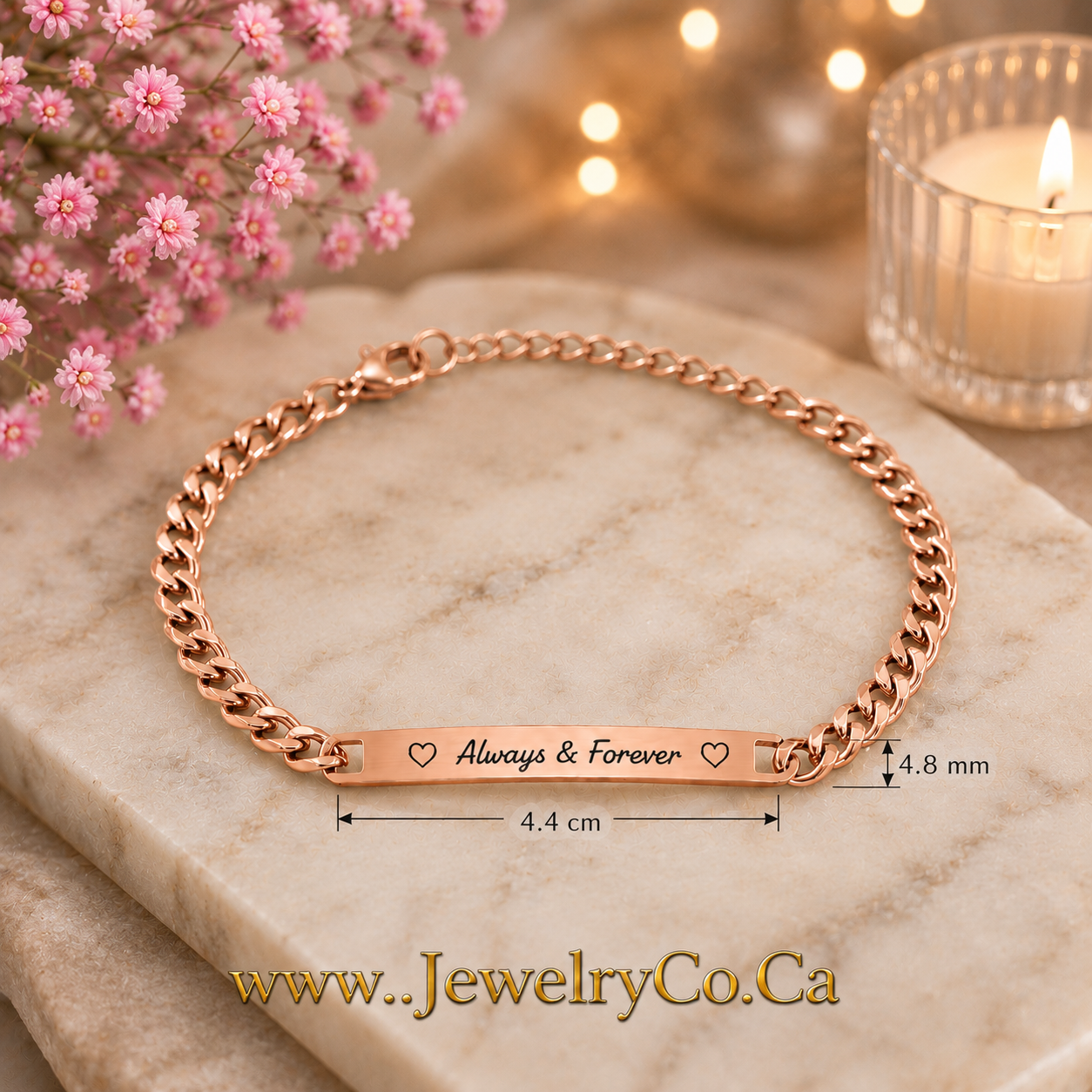 custom Engraved Chain Link Bracelet rose gold