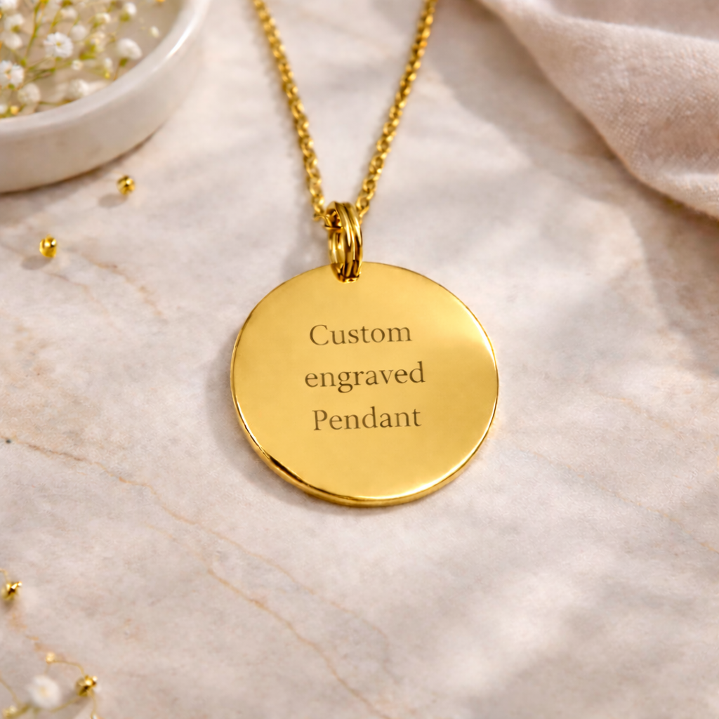 custom engrave round pendant