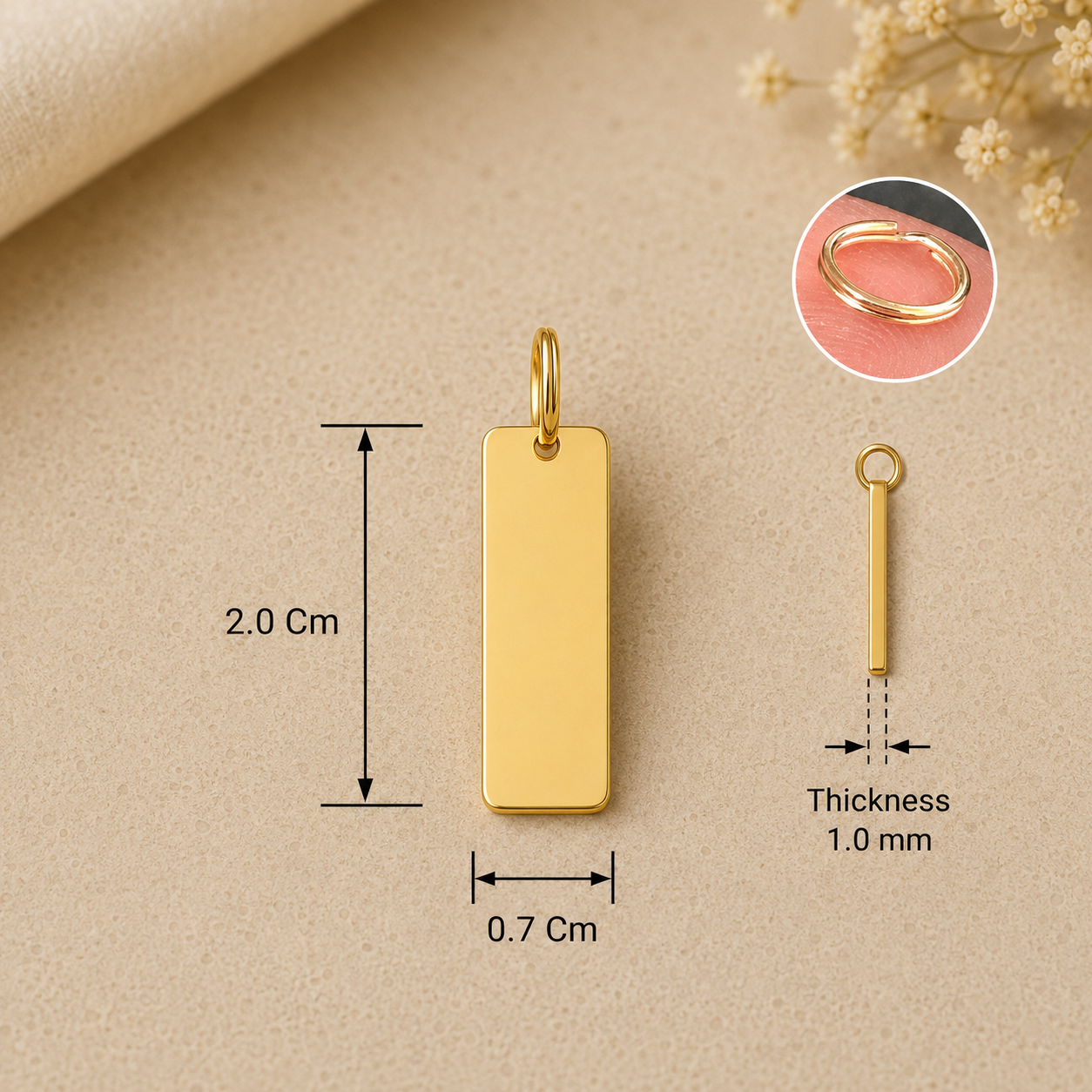 customizable engraved rectangle charm