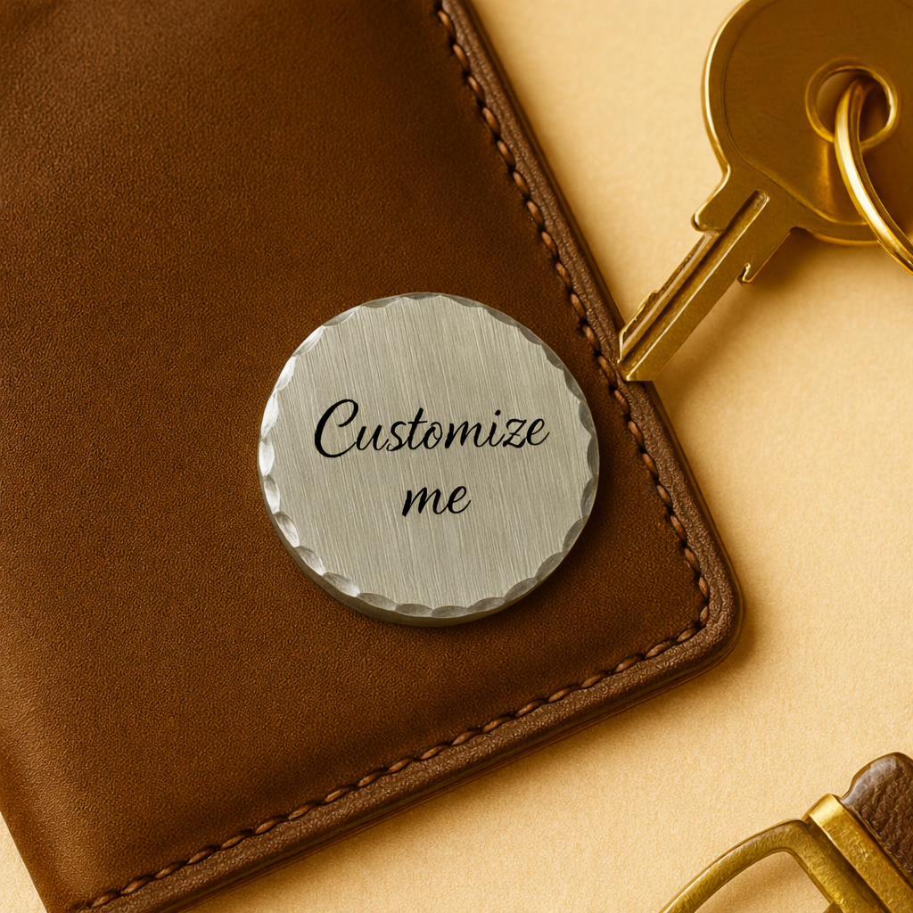 customizable round Pocket Token in silver