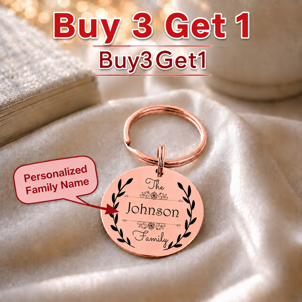 family name keychain buy 3 get 1 free