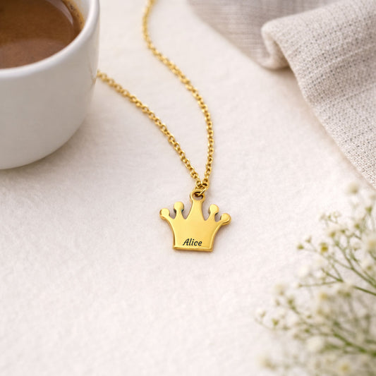 Personalized Crown Pendant Necklace
