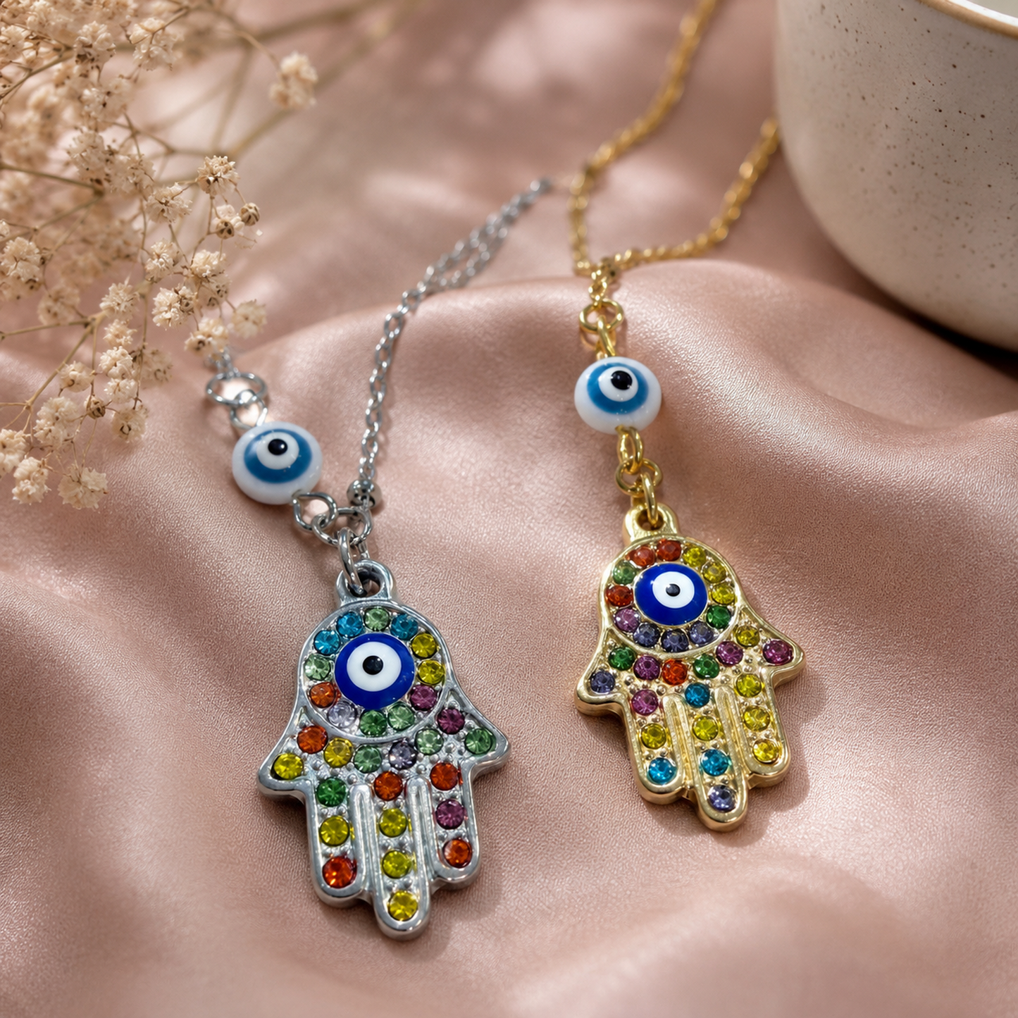 Hamsa Necklace, Evil Eye Necklace