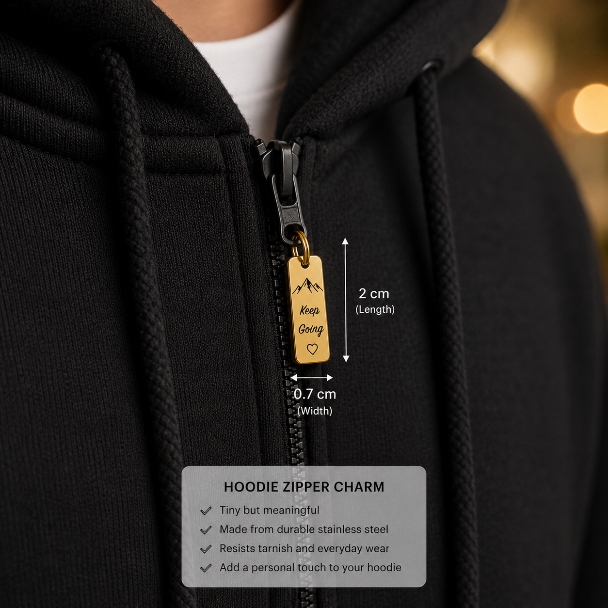 custom engrave hoodie zipper charm