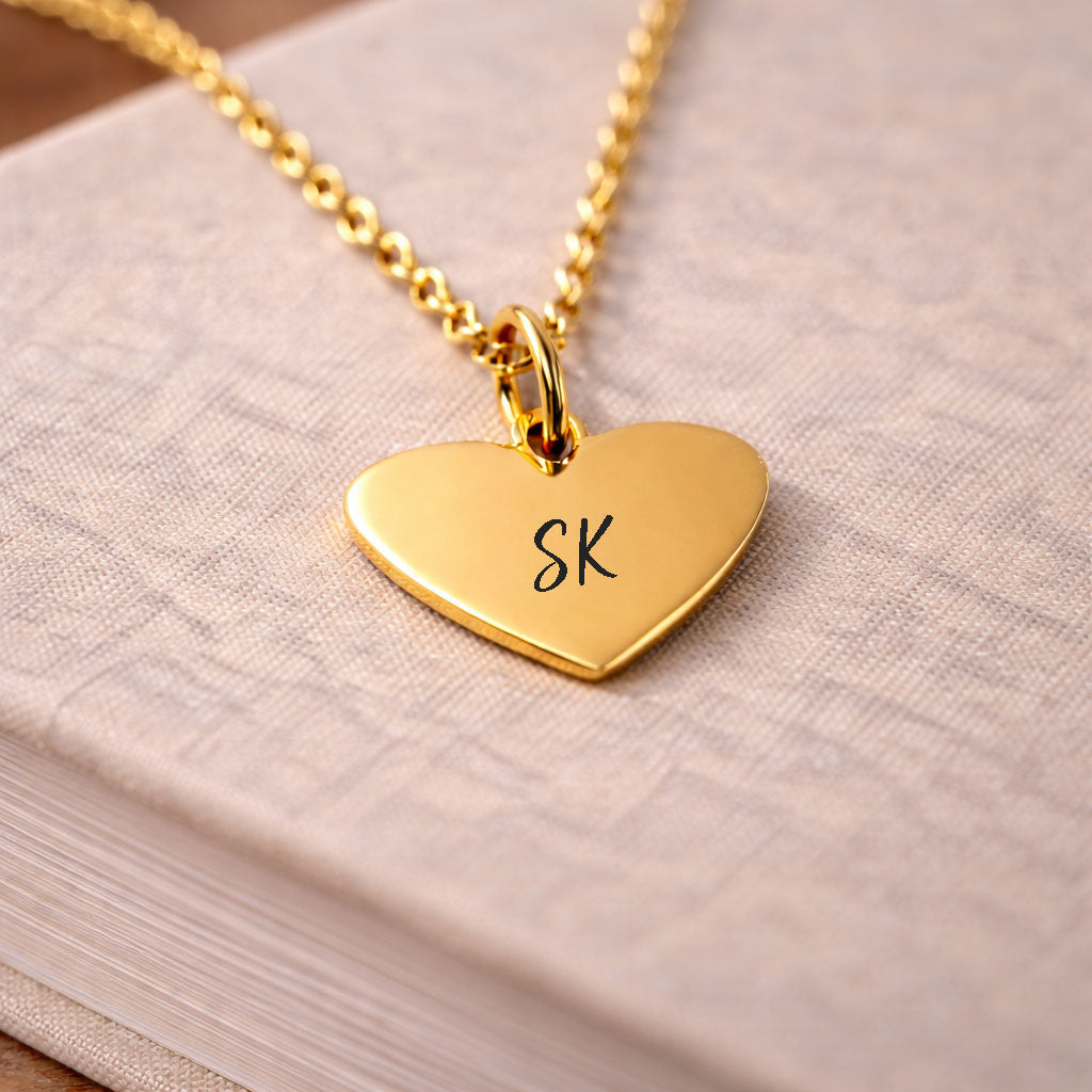 Custom Initials Heart Pendant Gold
