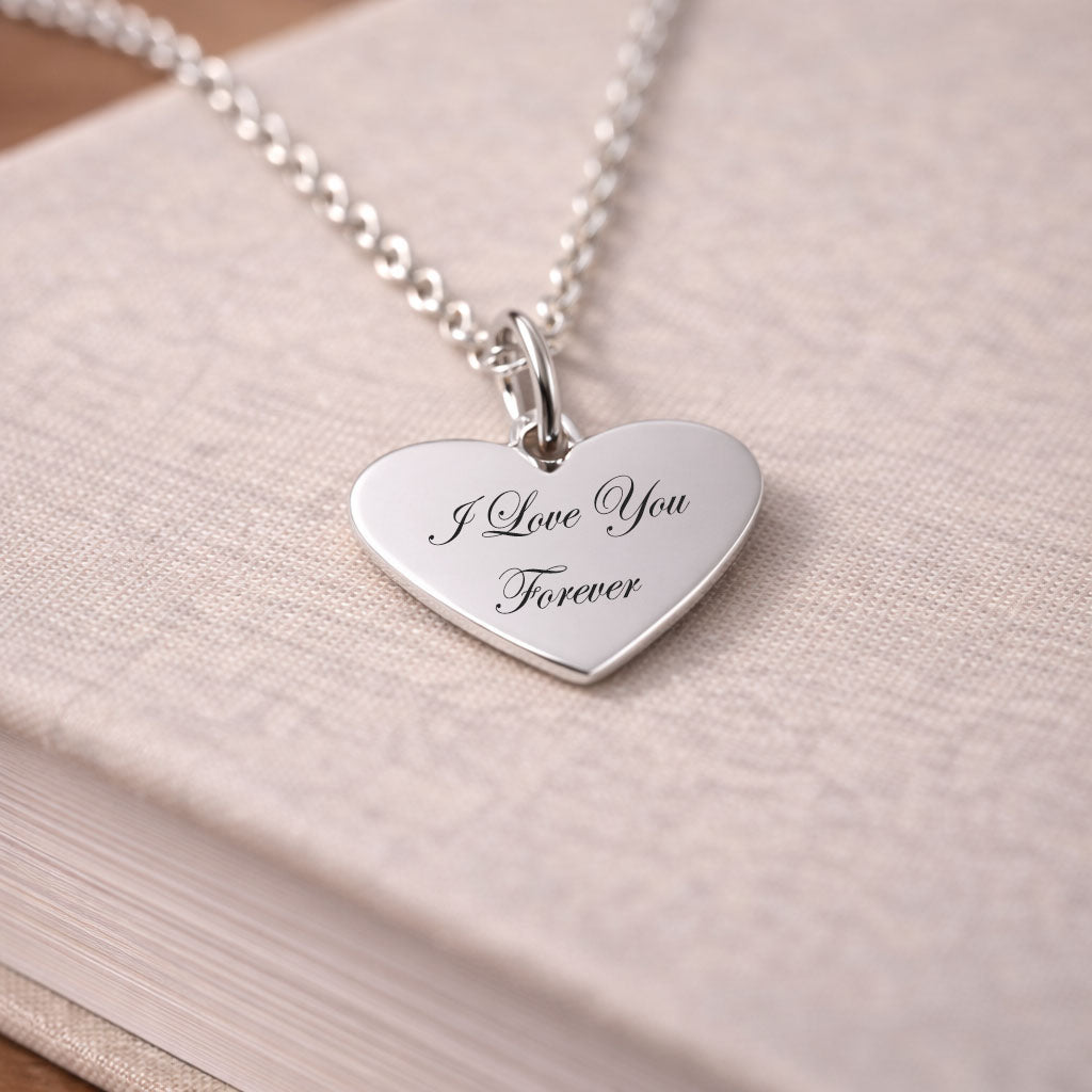 custom message heart pendant silver