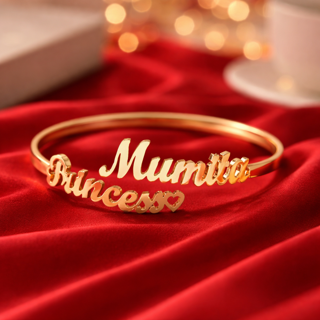 Personalized double name bracelet, custom name bracelet for women GOLD TONE