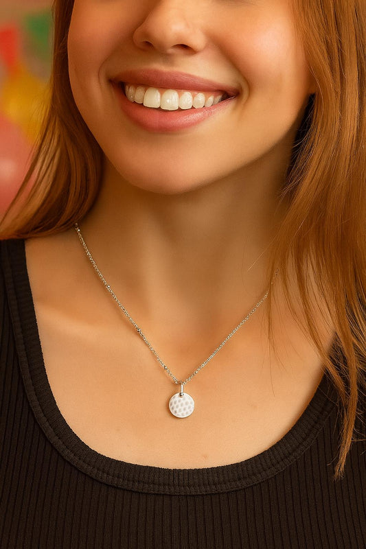 Silver Hammered  moon Pendant Name Necklaces