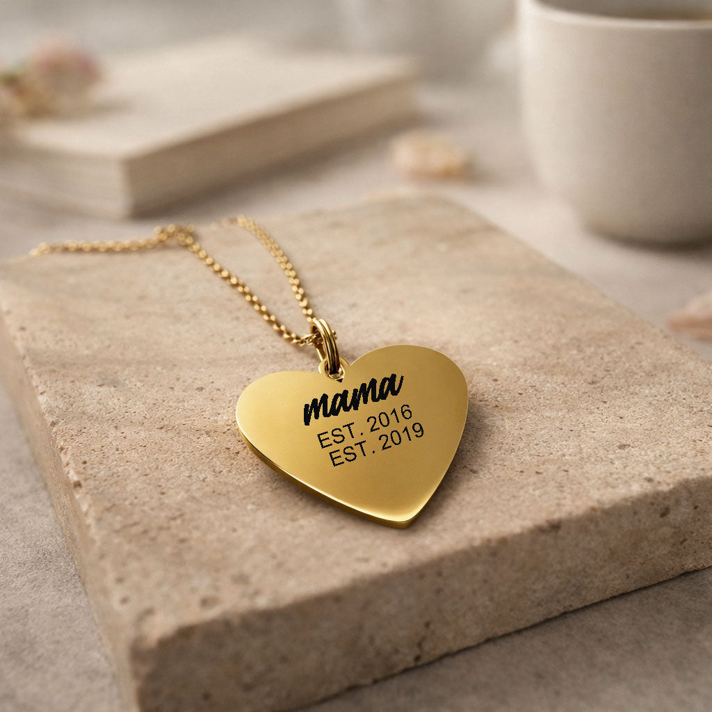 Mama Est Year Engraved Necklace