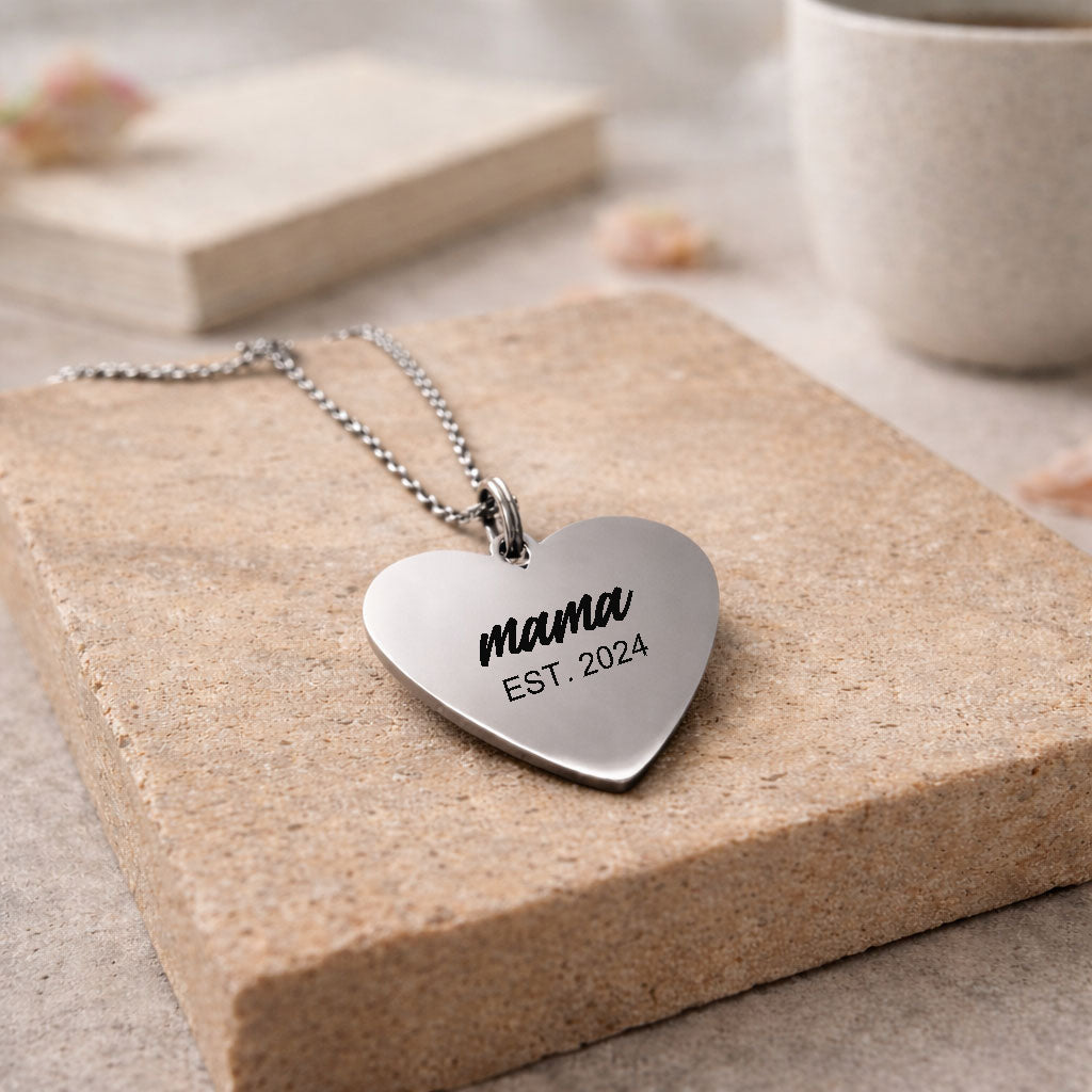 Mama Est Year Engraved Necklace