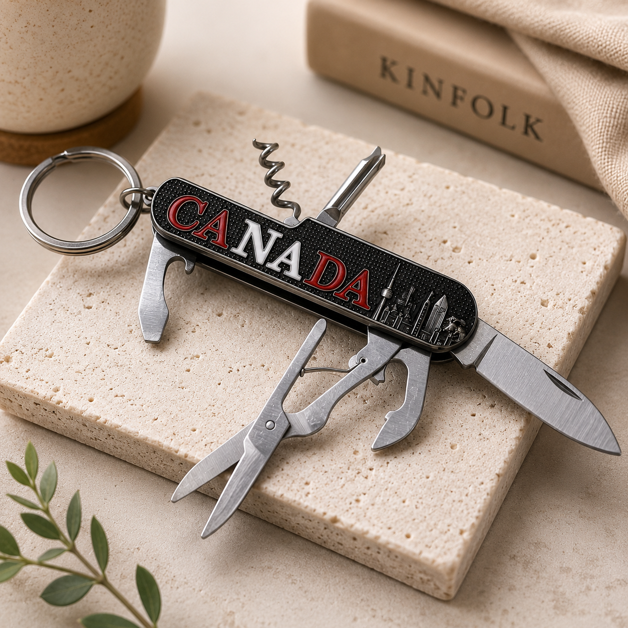 Custom engraved Canada multi-tool keychain for Dad