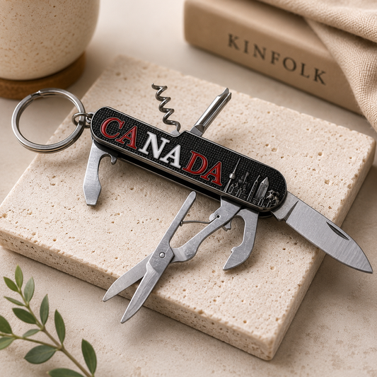 Custom engraved Canada multi-tool keychain for Dad