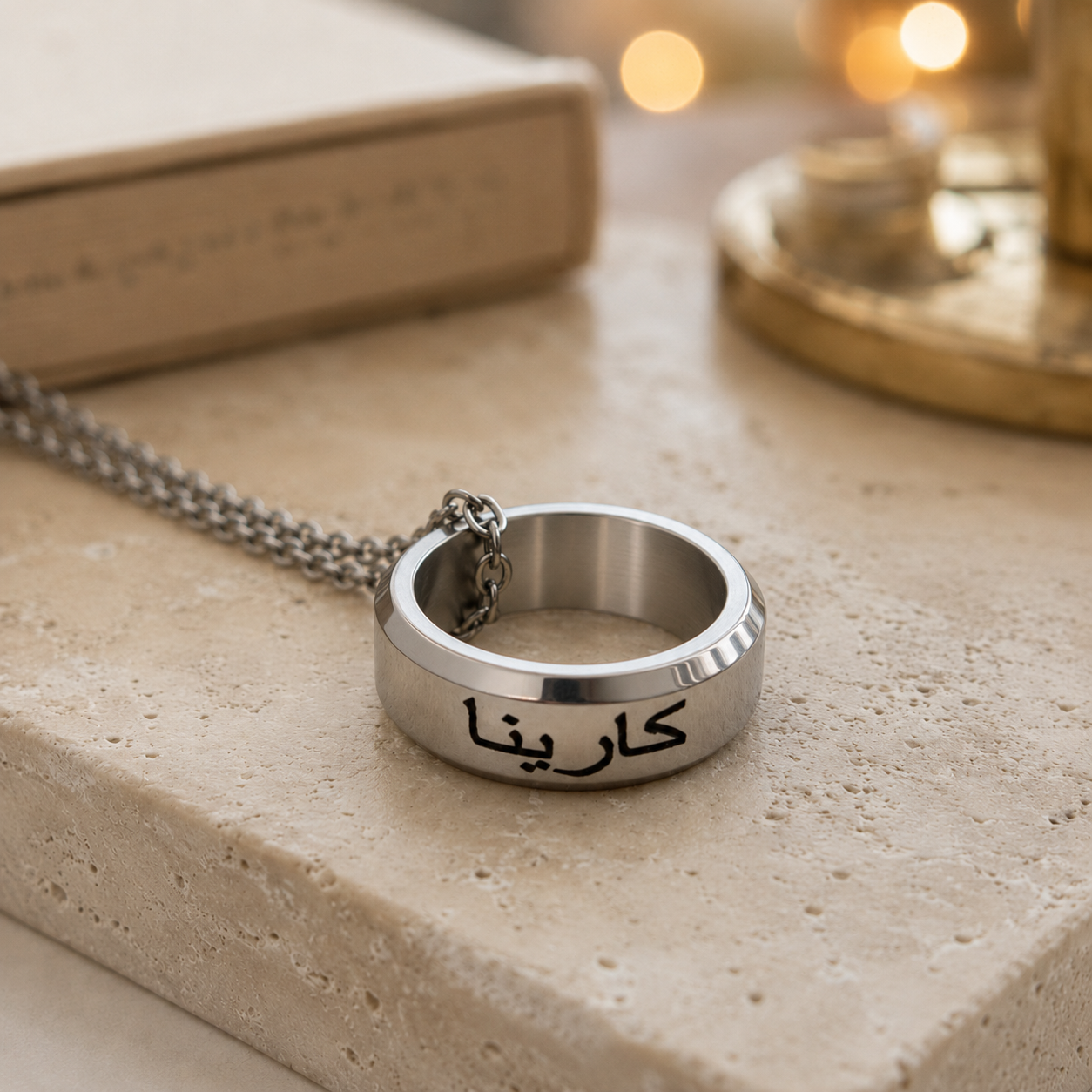 personalized Arabic name ring necklace pendant engraving