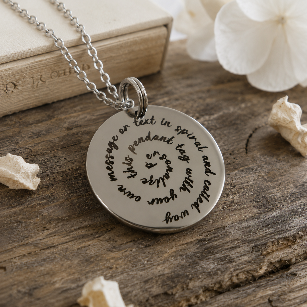 personalized spiral text custom necklace