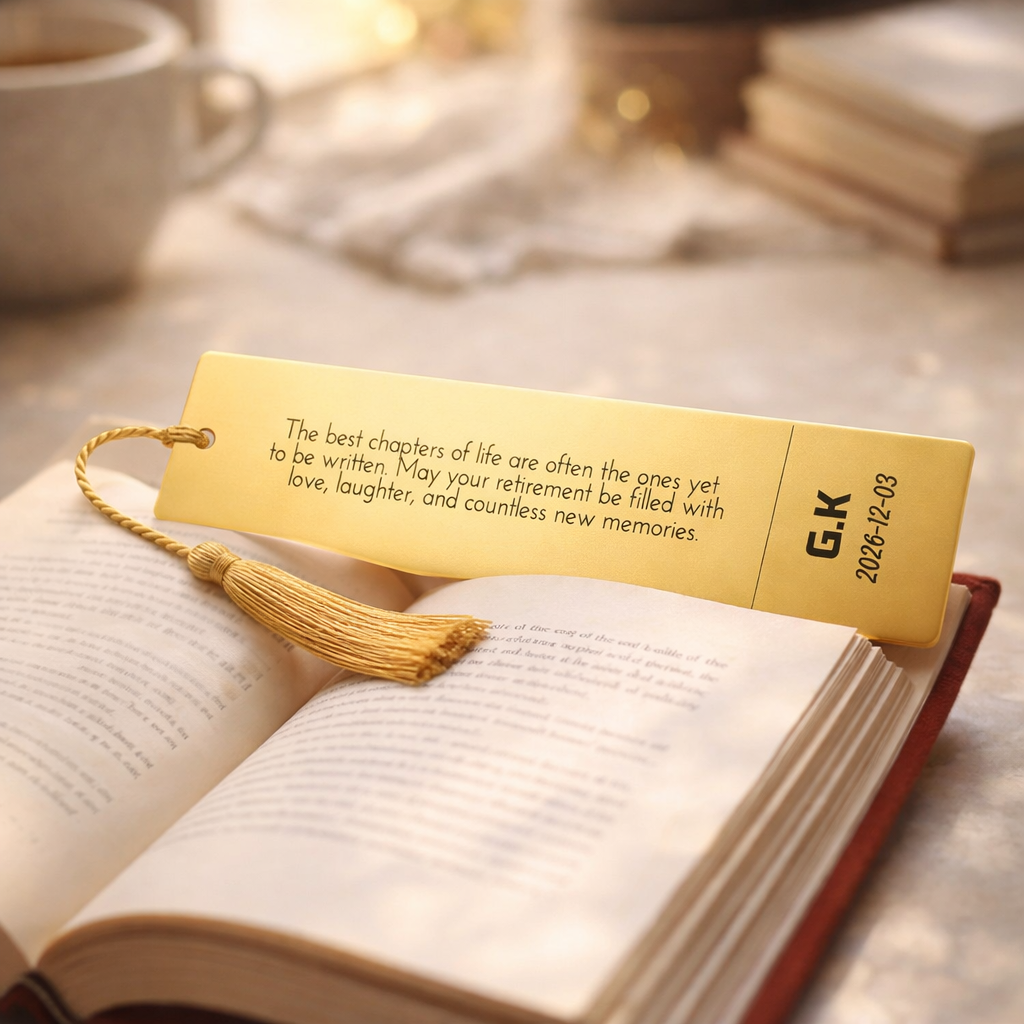 customized RETIREMENT metal bookmark