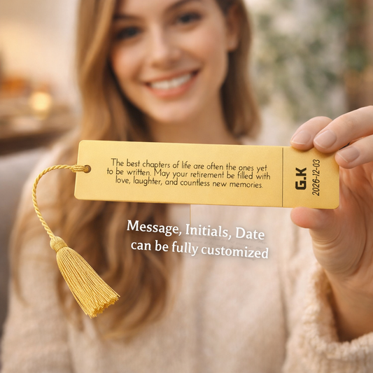 personalized RETIREMENT metal bookmark