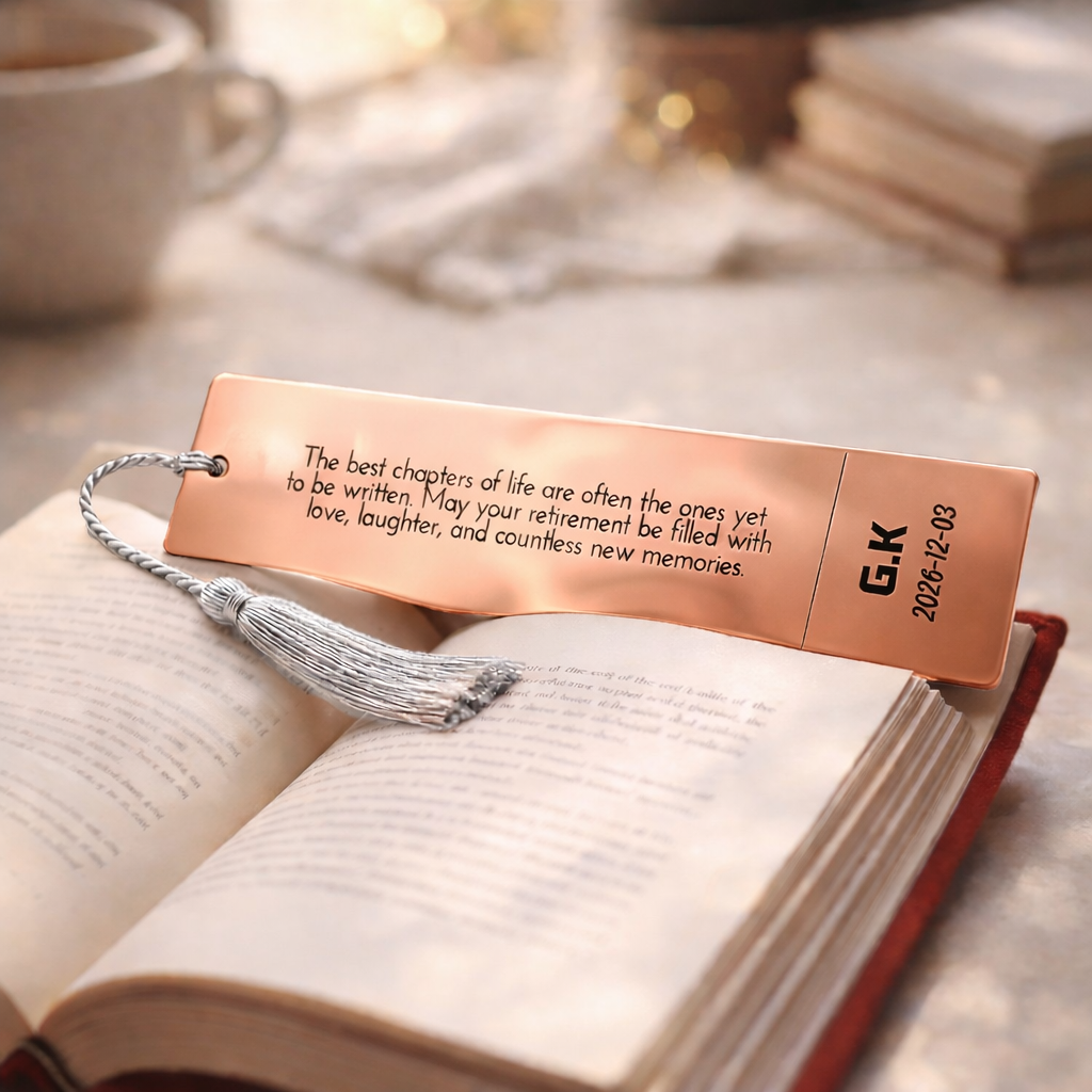 personalized RETIREMENT metal bookmark