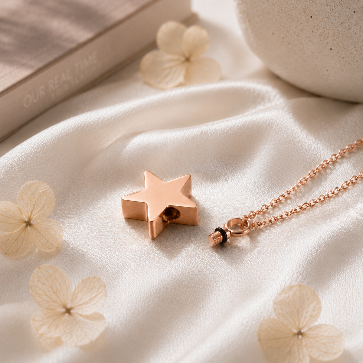Pet Portrait & Pet Name Star URN Necklace pendant for pet lovers to store Ashes.