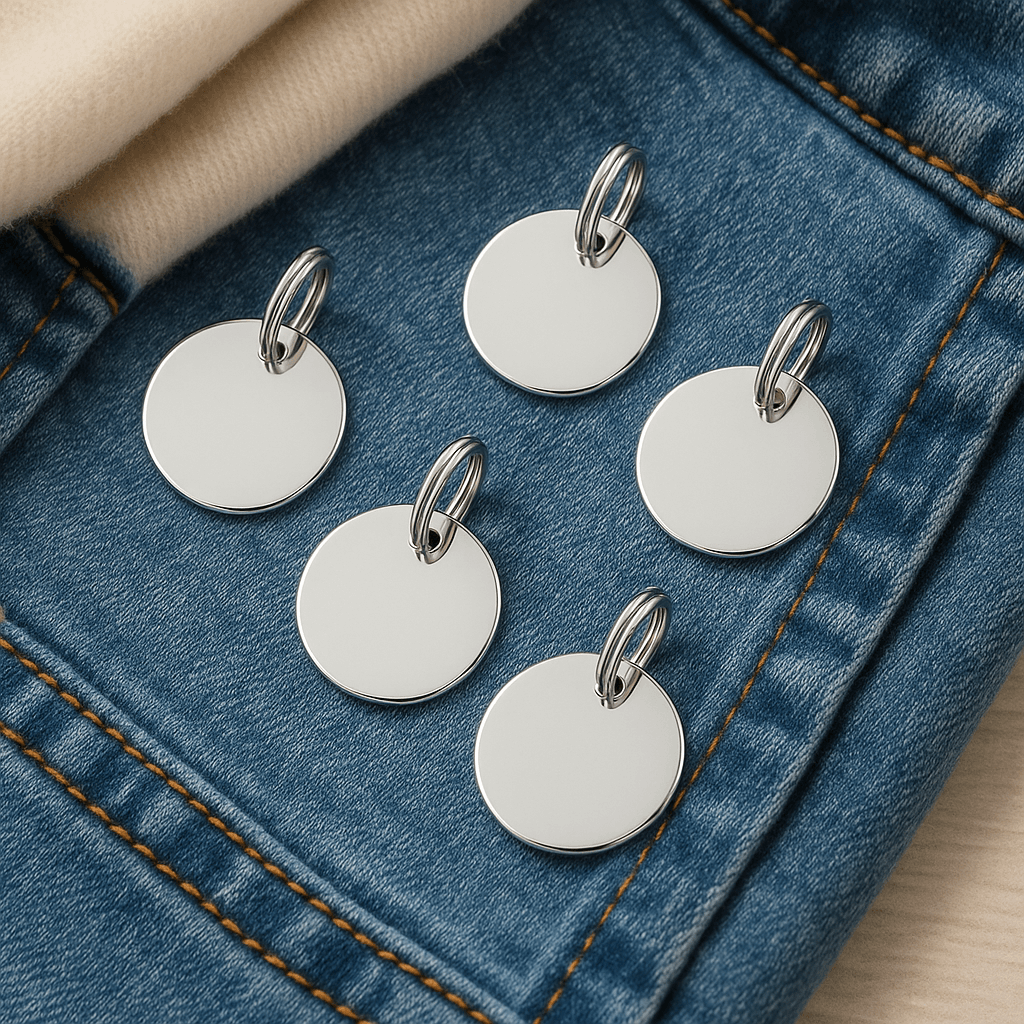 Small Rund Charm 5 Pack Custom Engraved Small Round Charms for your Jewelry Bracelet Pe ...